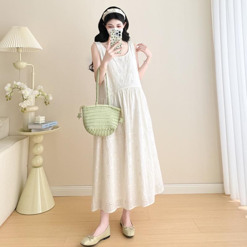 Available: 2026 Spring/Summer Korean Style Embroidered Maternity Dress & Long Sleeve Jacket Set