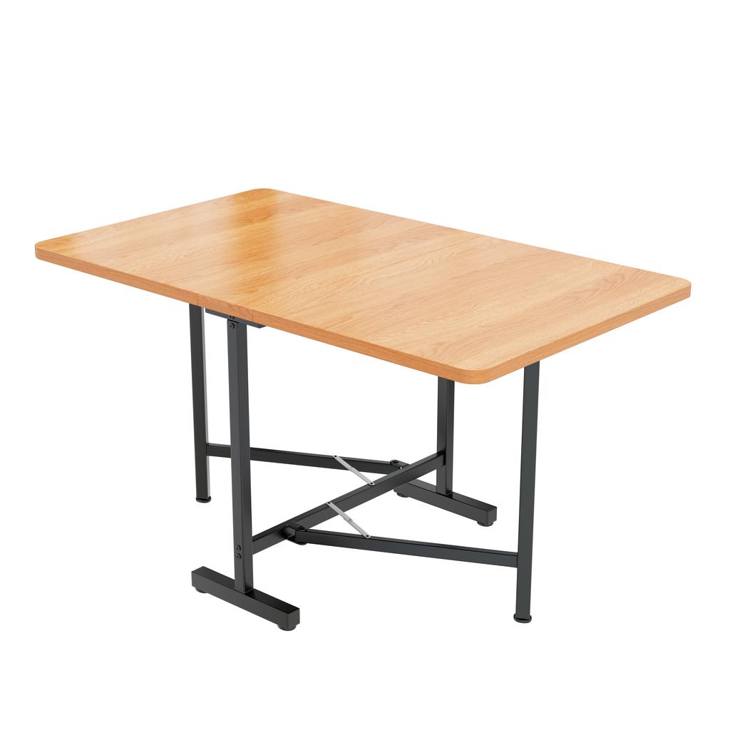 Modern Minimalist Dining Table in Natural Color - Extendable Dining Table 120 cm x 80 cm, Foldable and Storable Table, High-Strength Alloy Support