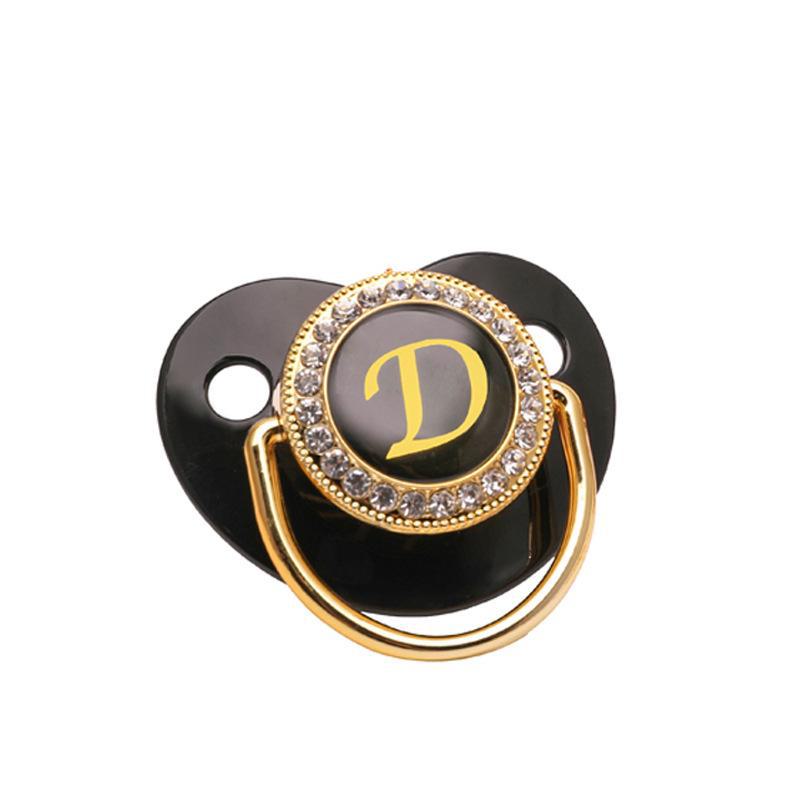 Cross-Border Baby Pacifier with 26 Black Diamond Letters