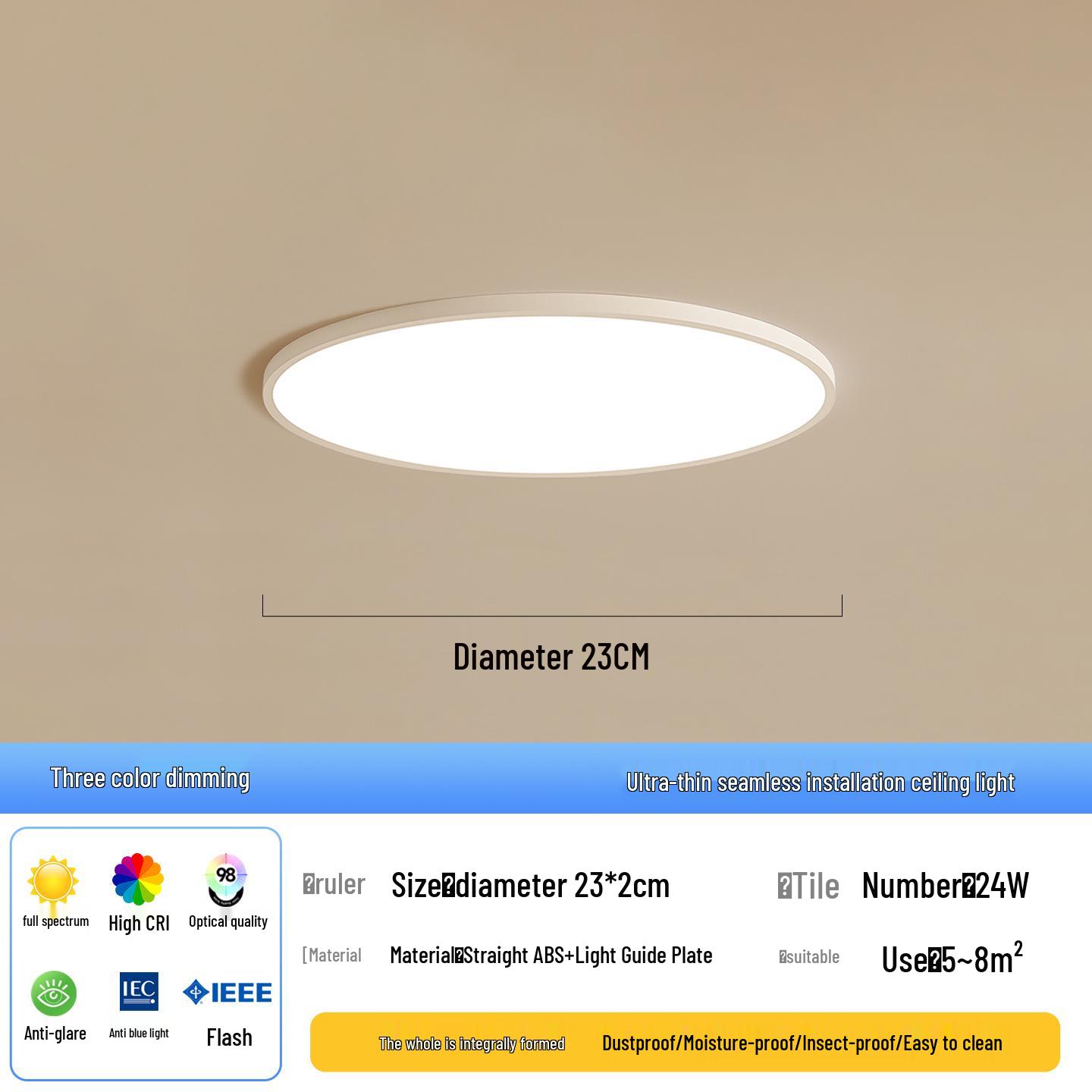 

Ultra-Thin 2cm LED Ceiling Light, Full-Spectrum Eye Protection, Minimalist Nordic Design for Children s Study or Bedroom