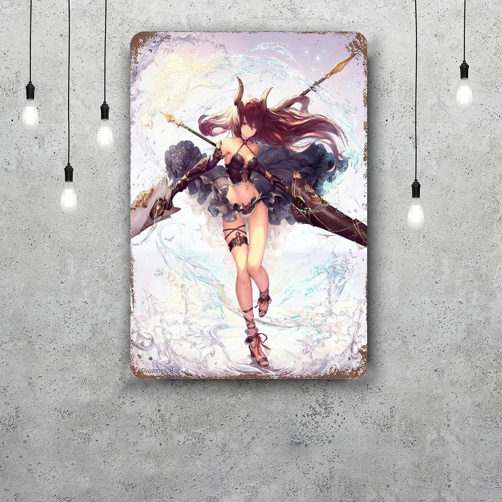 granblue fantasy cartoon Decor Poster Vintage Tin Sign Metal Sign Decorative Plaque for Pub Bar Man Cave Club Wall Decoration