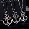Pirate Anchor Pendant Necklace, Men's Punk Style Titanium Steel Jewelry