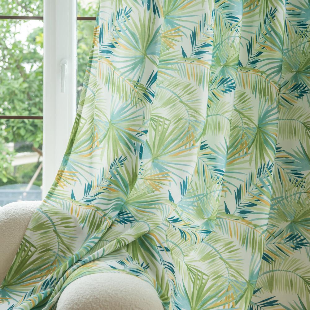 1PC Nuan Series Island Style Palm Tree Printed Curtains and Sheer Curtains for Living Room Bedroom Home Dector