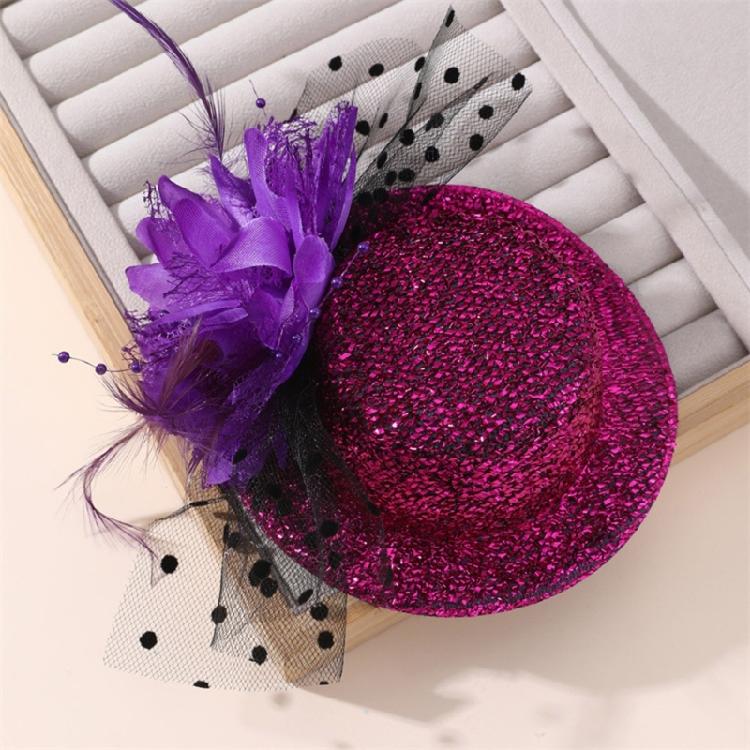 Mesh Flower Fascinator Hair Clip Adult Costume Accessory Barrettes for Teaparty
