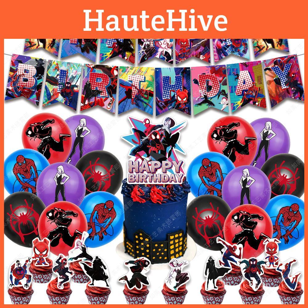 Spiderman Into The Spiderverse Birthday Party Flag Pulling Set Decoration