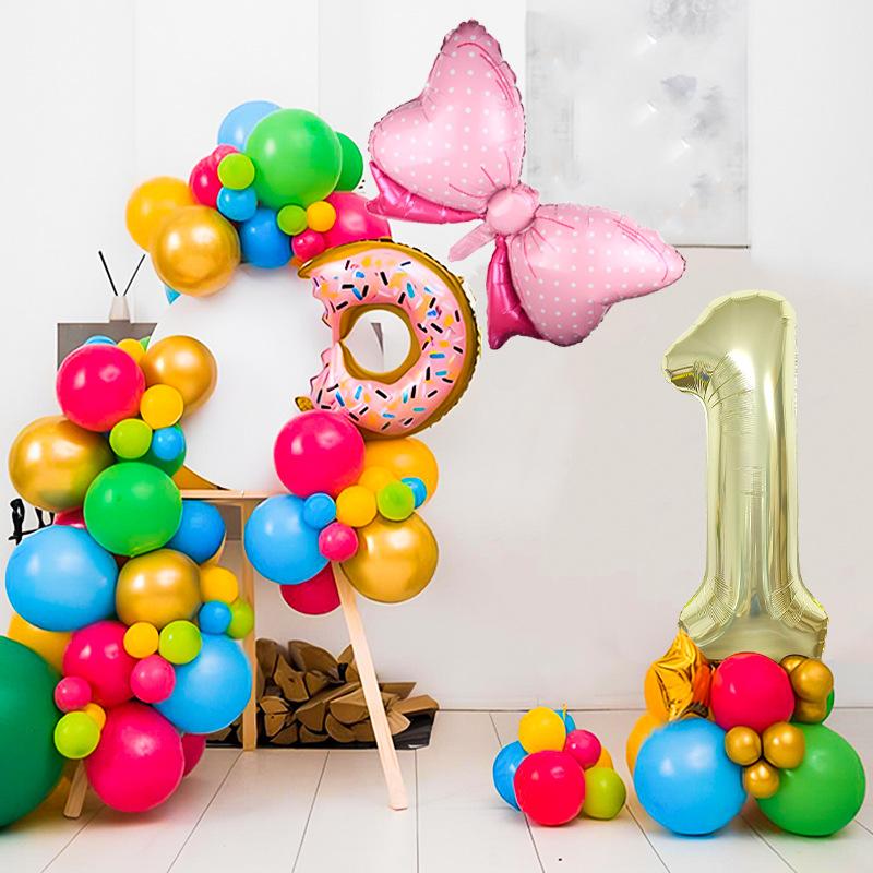 Children's Year Old Digital Column Balloon Set Birthday Photo Scene Arrangement Donut Baby Shower