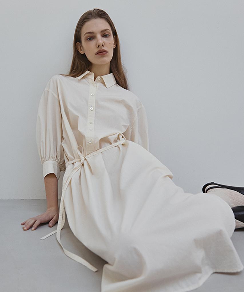 Leopeusaideuhwaiteulabel Natural Half Shirt Dress Ecru