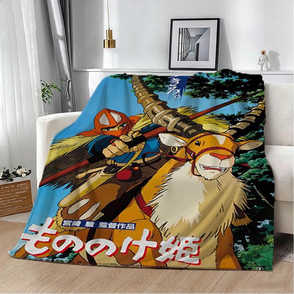 3D P-Princess Cartoon The M-MononokeE Flannel Blanket Soft Throw Blanket Art For Home Decor Bedroom Bed Sofa Picnic Kids Gifts