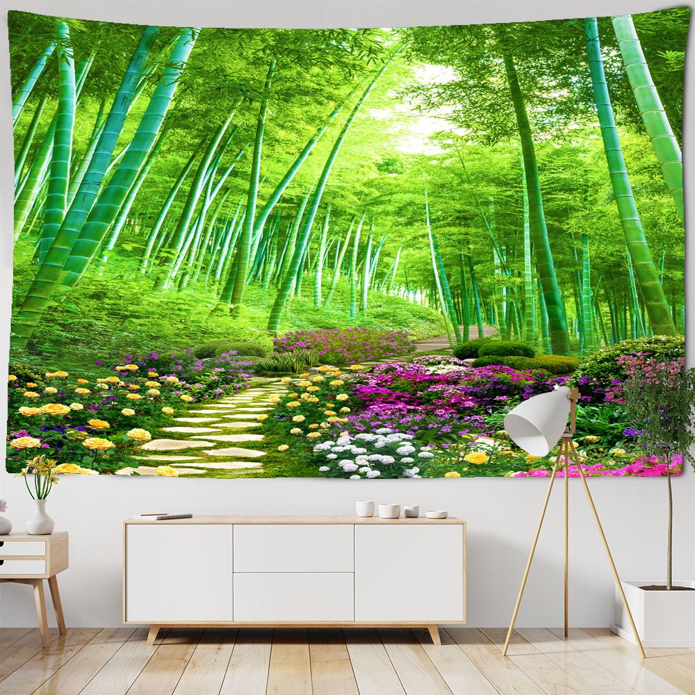 Tapestrie Botanică Verde Frunze de Palmier Plante de Pădure Tropicală din Asia de Sud-Est Tapiserie de Agățat pe Perete Pânză de Perete