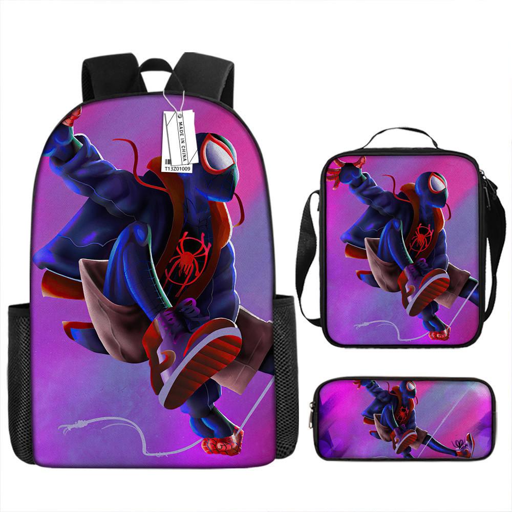 Spiderman School Backpack Set With Oxford Fabric Breathable Waterproof For Kids