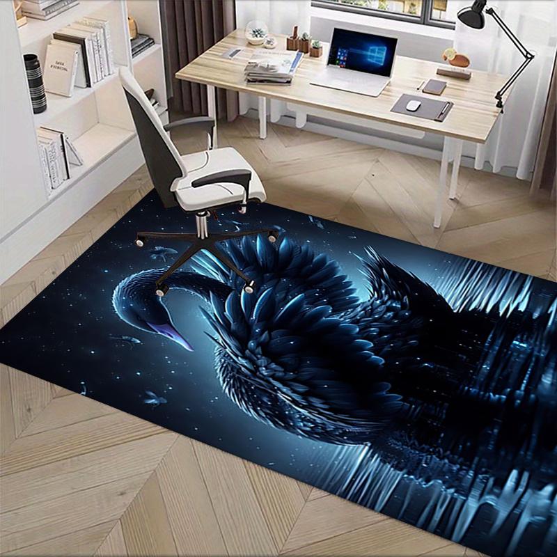 Black Swan Chair Mat: Office Carpet, Oversized Rug for Home Decor, Sofa Mat, Desk Protector, Gift for Office and Living Room