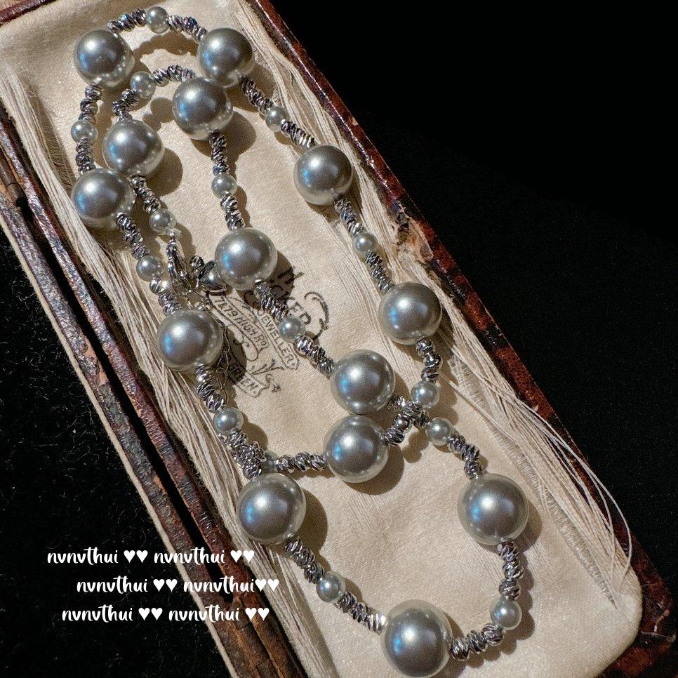 Mermaid Tears, Lady, Pink Pearl Necklace, Papalacha, Baroque, Seawater Black Pearl Necklace, Earrings