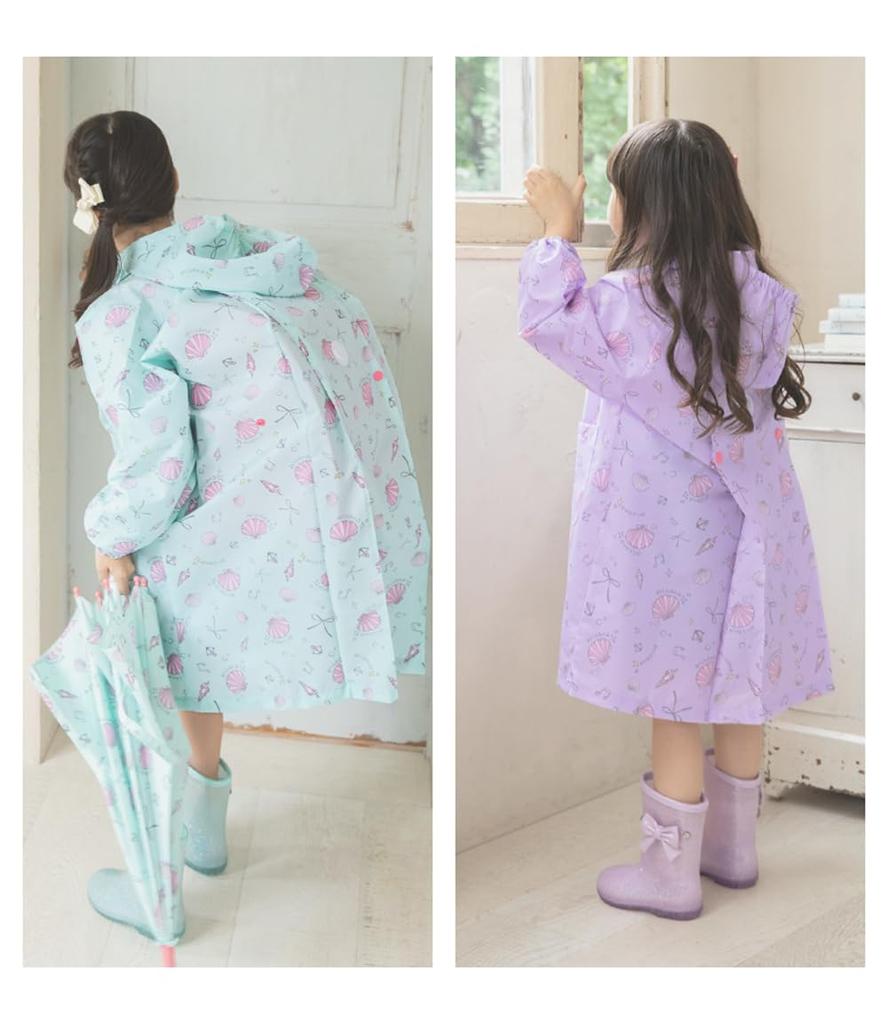 Raincoat for Suitable for School for Girls and Jewelry and Candy with Storage Seashell 120cm [Arisana] Kids, Bags, Children, Patterns, Pouch, A. Mint,