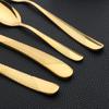 16Pcs Cutlery Set Stainless Steel Steak Knife Cake Fork Coffee Spoon Dinnerware Set Golden Flatware Silverware Kitchen Tableware