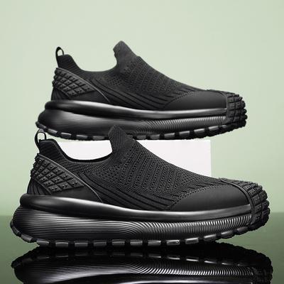 Fashion 2025 Men's Breathable Mesh Slip-On Sneakers Rubber Toe Cap Non-Slip Work Shoes Comfortable Casual Athletic Minimalist Footwear