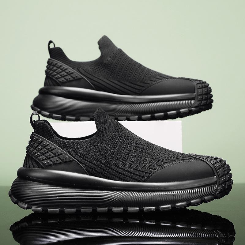Fashion 2025 Men's Breathable Mesh Slip-On Sneakers Rubber Toe Cap Non-Slip Work Shoes Comfortable Casual Athletic Minimalist Footwear