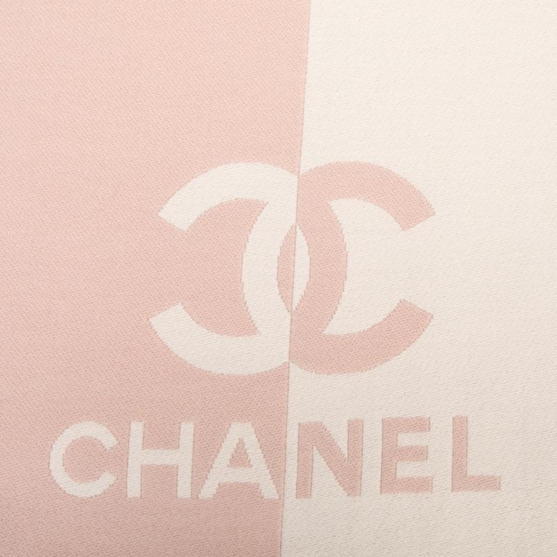 CHANEL color block letter logo design wool wool scarf women's pink