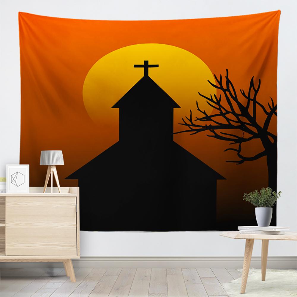 Happy Halloween Tapestry Cartoon Pumpkin Print Tapestry Home Living Room Bedroom Decor Wall Hanging For Boys Teen Festival Gift