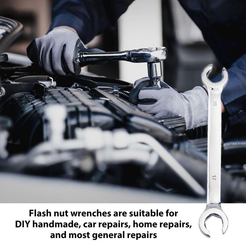 Double Head Wrench Brake Ratchet Torque Hand Tool Wrench for Repair Fuel Tube Hose Oil Pipe Automotive Mechanical Workshop Tools