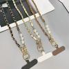 For Mobile Phone Straps Pearl Leather Chain Long Crossbody Neck Band Shoulder Cord Anti Loss Rope Hang Metal Leather Pendant