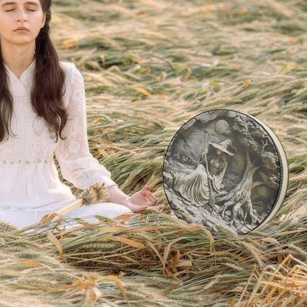 Ręcznie robiony szamański bęben na Halloween z pałeczką bęben ręczny bębny dekoracyjne na Halloween Halloween