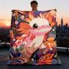 1pc Axolotl Print Outdoor Flannel Blanket Soft All Season Polyester Throw , Perfect for Picnics & Travel , Picnic Accessory