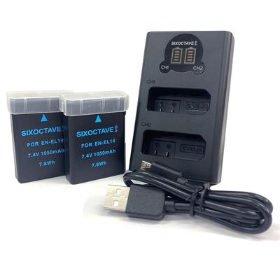 SIXOCTAVE Two Compatible Chargers and One Fast Compatible USB Charger for Nikon 3-Piece Set EN-EL14/EN-EL14a MH-24/MH-24a Dual-Channel