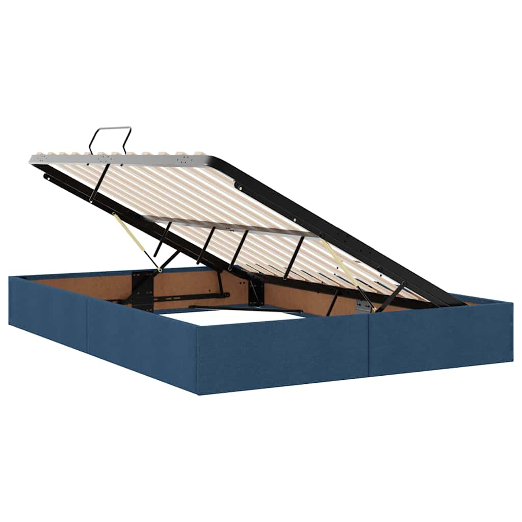 Storage Bed with Mattress Blue 140 X 190 Cm Particleboard