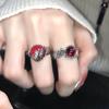 New Gothic Irregular Red Crystal Opening Adjustable Ring for Women Men Punk Hiphop Ring Fashion Party Jewellery Gift