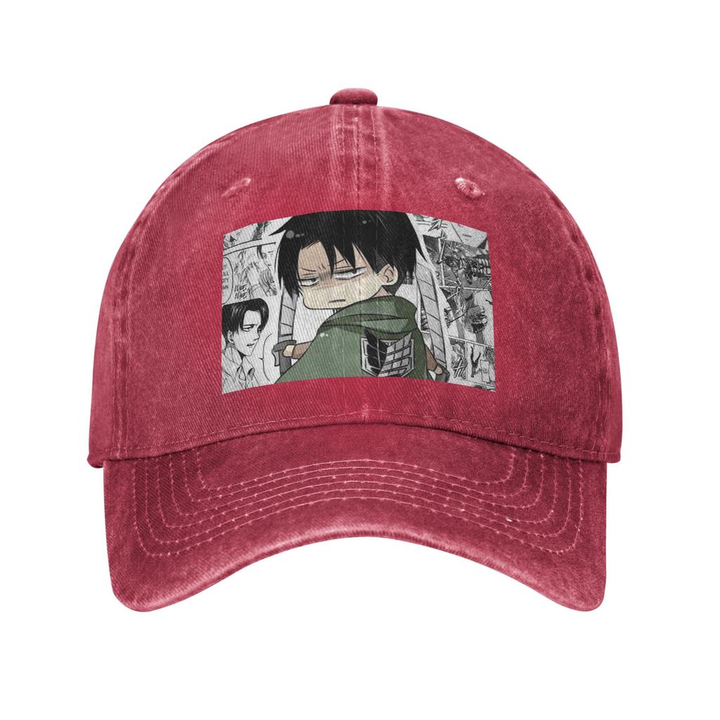 Levi AckerUnisex Attack on Titan Gewaschene Denim-Kappe Lässige Baseballkappen Verstellbarer Hut Sommer Unisex Baseballkappen