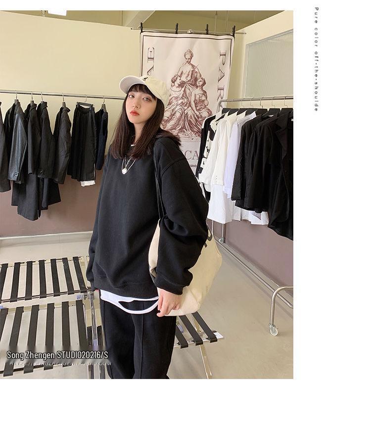 Women's 2025 Fleece-Lined Casual Sportswear Set: Autumn/Winter Fashion, Age-Reducing Loose Sweatshirt & Pants Two-Piece Set