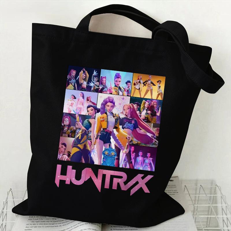 Spot KPOP Demon Hunter Group Cartoon Print Canvas Bag Women's Daily Handbag Shopping Bag