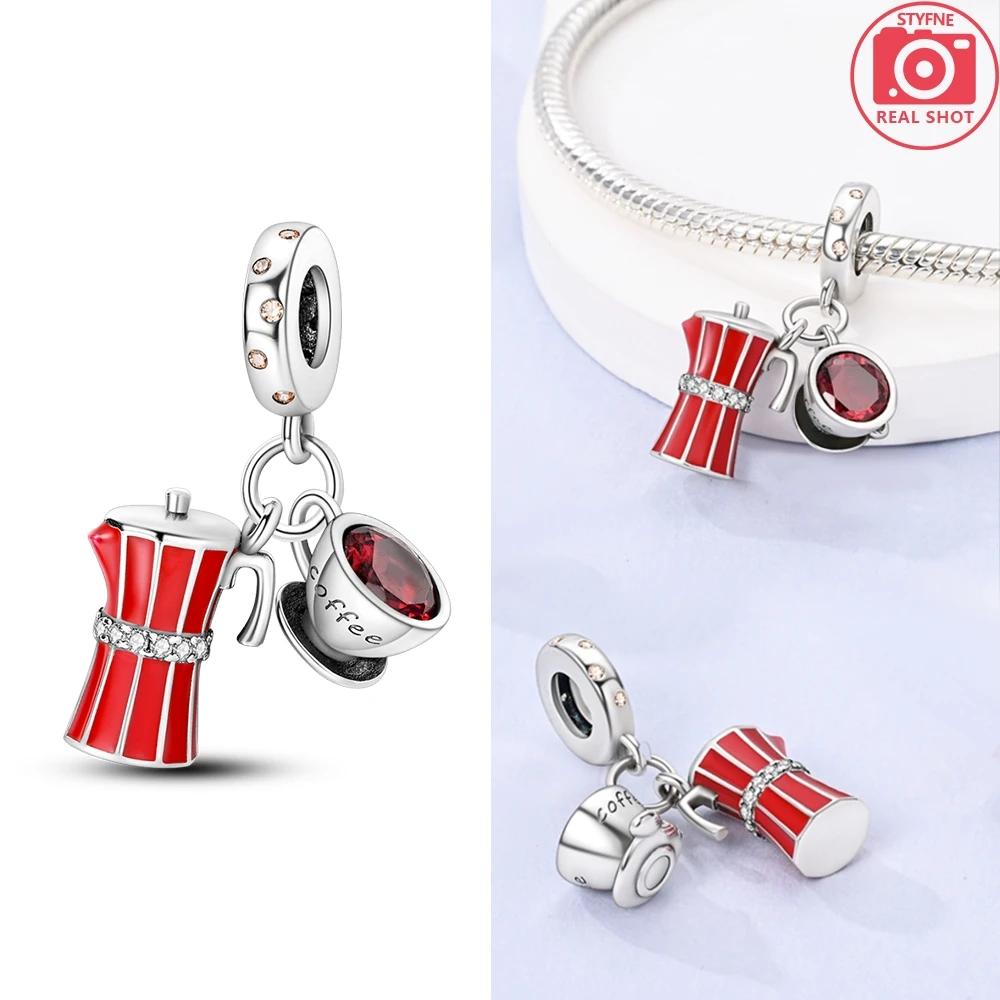 

Charm Bead Components Copper Metal Red Mocha Pot And Coffee Cup Bead Components Compatible With Charm Bead Components Plata Authentic Original