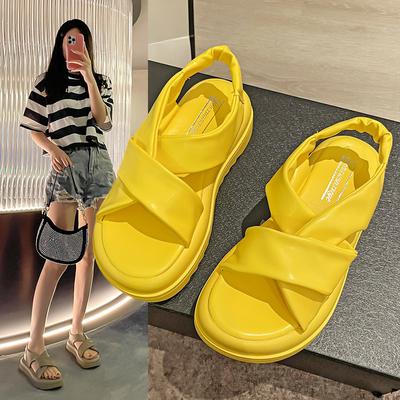 Fashion Sandals Women 2024 New Platform Sandals Summer Women Fashion PU Lightweight Buckle Sandals Platform Heel Sandals Sandalias Mujer