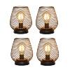 Set of 4 Battery Operated Lamp LED Table Lamp Metal Cage Cordless Lamps with LED Bulb for Indoors Shelf Decor