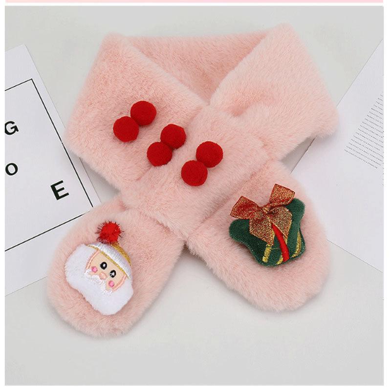 Kids' Winter Plush Scarf: Cozy, Thick, Windproof Neck Warmer with Cute Santa Design for Boys and Girls