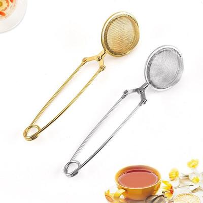 Te Infuser Rostfritt stål Sphere Mesh Tesil Kaffe Ört Kryddfilter Diffusor Handtag Teboll Match Tepåsar