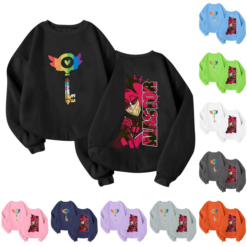 Children's Fashionable Lightweight Long-sleeved Round Neck Pullover With Pockets Printed Pullover