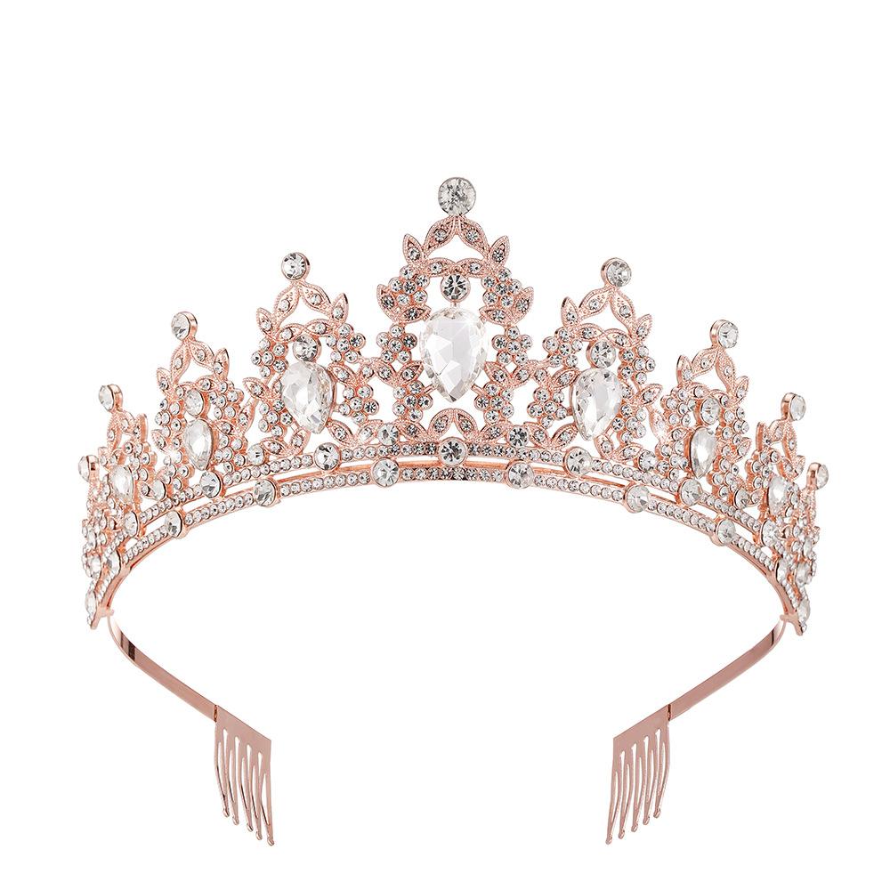 Jewel Bride Bridesmaids Comb Crown Baroque Birthday Wedding Banquet Headwear Crown Headband