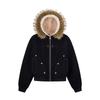 Mens Short Winter Cotton Jacket With Detachable Rabbit Fur Collar Thick Warm Casual Coat