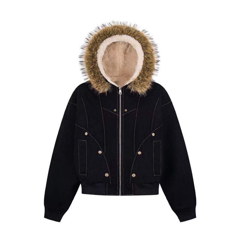 Mens Short Winter Cotton Jacket With Detachable Rabbit Fur Collar Thick Warm Casual Coat