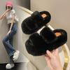 Cm Fluffy Shoes Women Wear  Internet Celebrity Explosion Autumn and Winter Go Out Thick-soled Plush Cotton Slippers