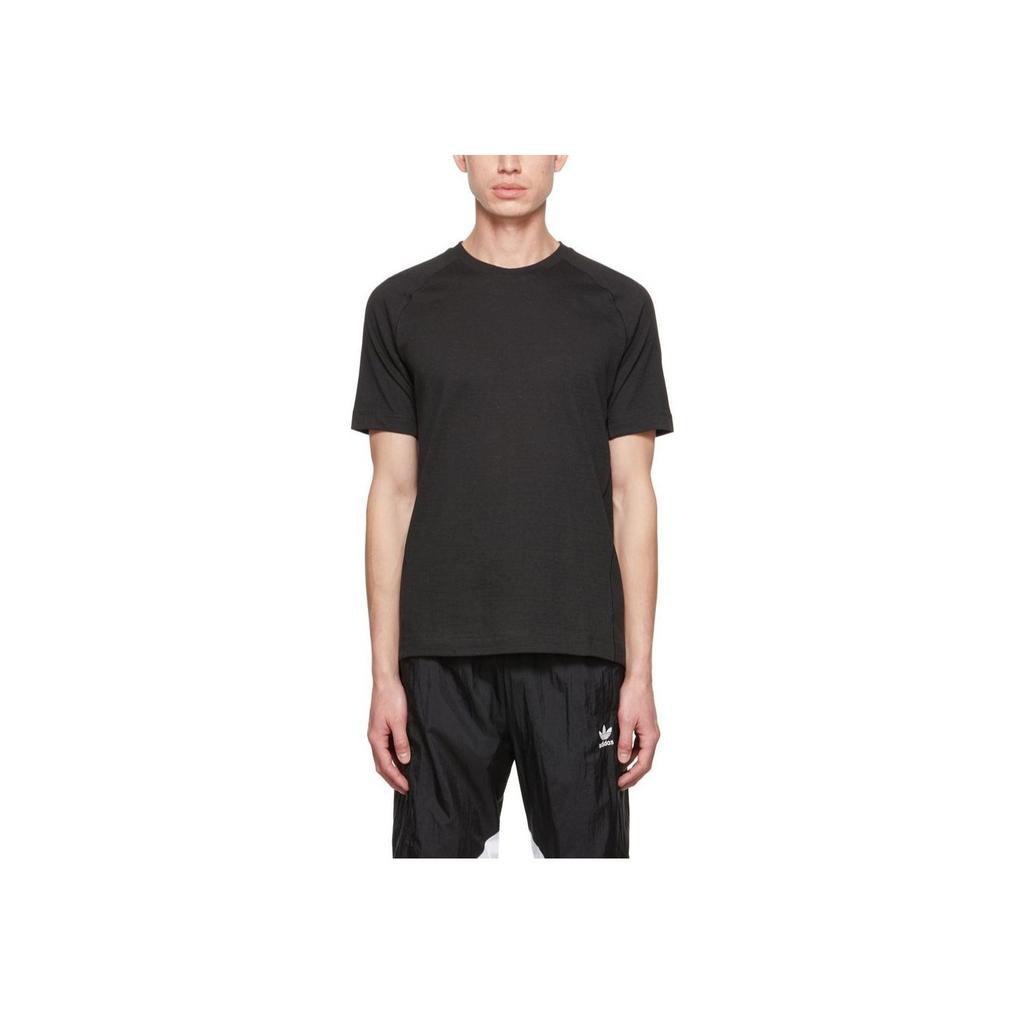 Adidas Solid Color Logo Print Crew Neck Short Sleeve T-Shirt Men Tops Black HJ9901