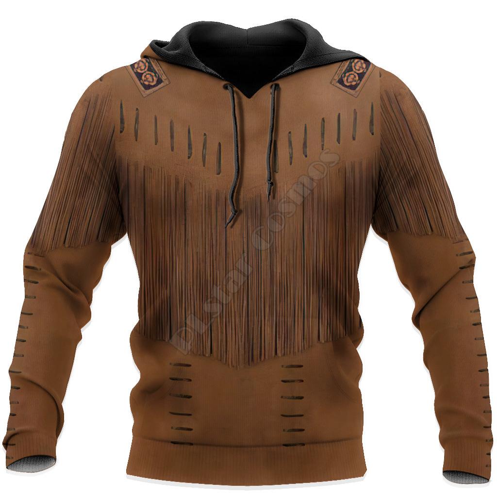 Men's Hooded Jacket Long Sleeve Pullover Top 3D Digital Indian Printed Sweatshirt