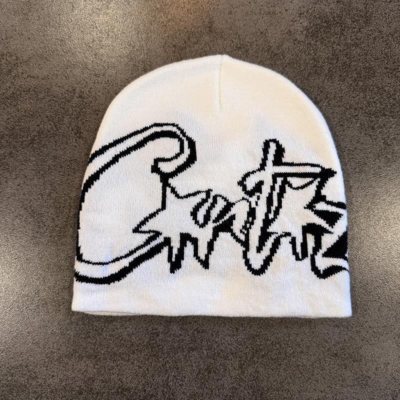 Y2K Letter Print Knitted Hat Autumn And Winter Street  Unisex Warm Personal Versatile  Niche Beanies