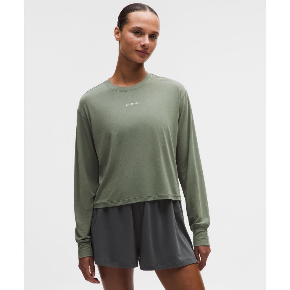 Lululemon Jersey Training Long Sleeve Shirt Wordmark Willow Leaf