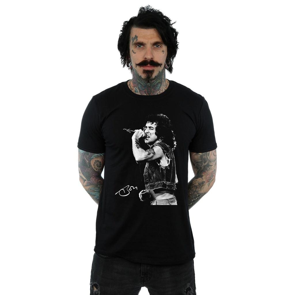 Bon Scott Mens Signed Photo T-Shirt