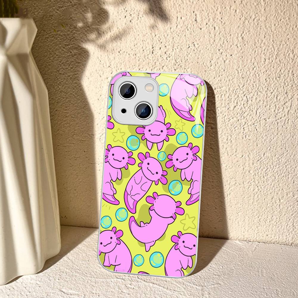 

Cartoon Axolotl Cute Tempered Glass For Iphone 14 13 12 11 Pro Mini XS MAX 14Plus X XS XR Fundas iphone 14 pro