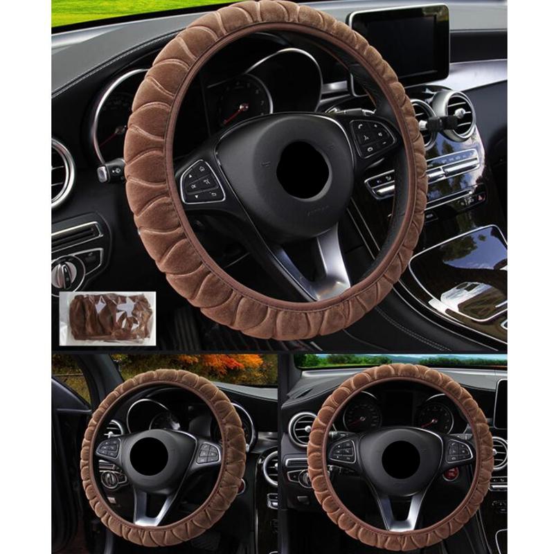 Car Steering Wheel Covers Soft Winter Warm Plush Steering Wheel Cover for Women Car Styling Auto Interior Decoration 37-39CM
