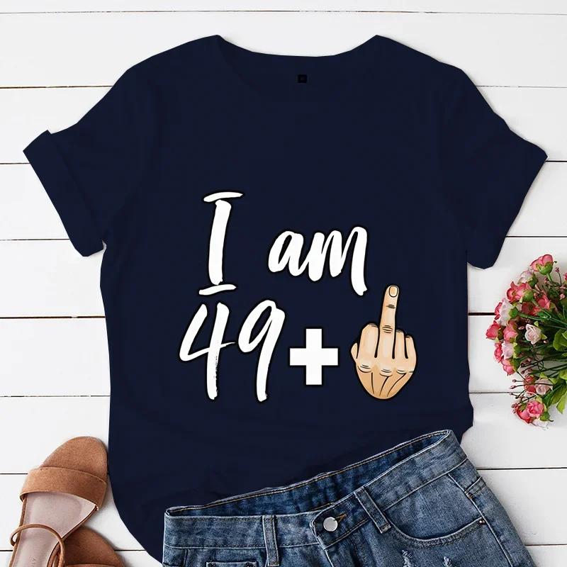 I Am 39 Plus Middle Finger Print Unisex Tshirts Short Sleeve Female Tshirts I Am 49 Plus Middle Finger Graphic T Shirt Y2k Tops